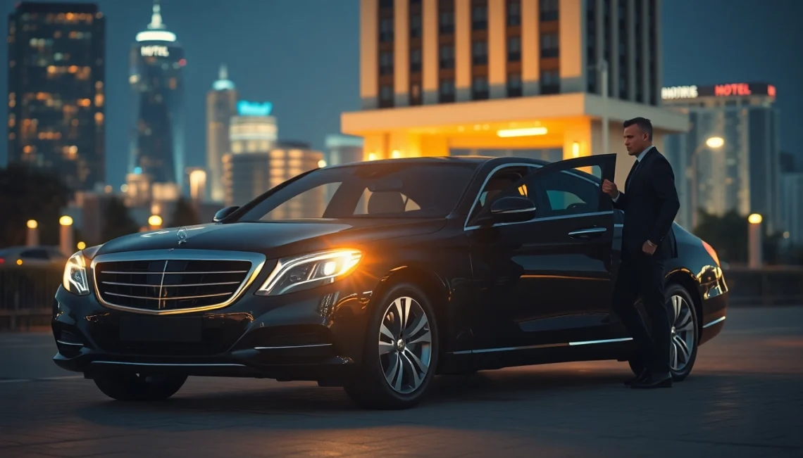 Experience luxury and professionalism with a vip chauffeur service welcoming clients at a top hotel.