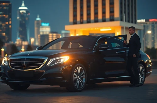 Experience luxury and professionalism with a vip chauffeur service welcoming clients at a top hotel.
