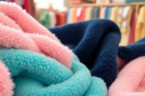 Fleece stoffen in verschillende kleuren en texturen tonen warmte en comfort.