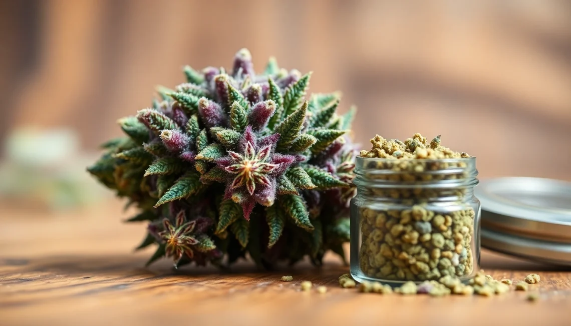Enhance your knowledge of the miami runtz strain with detailed cannabis buds in vivid colors.