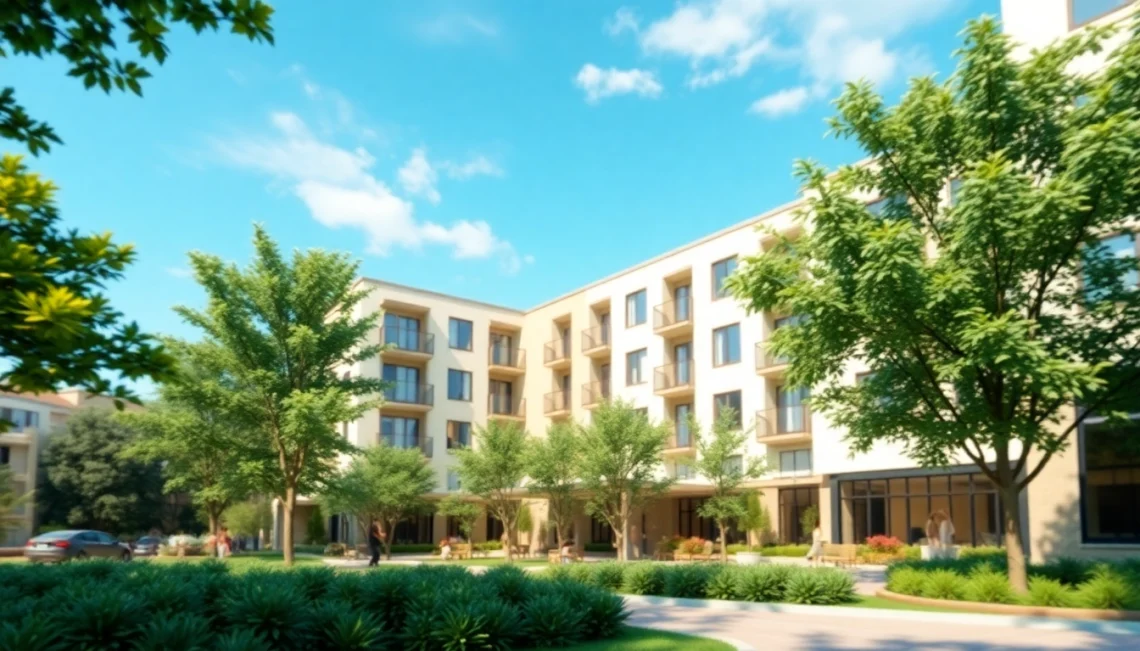 Erstellen Sie beeindruckende Architekturvisualisierung mit einer fotorealistischen Darstellung eines modernen Wohngebäudes.